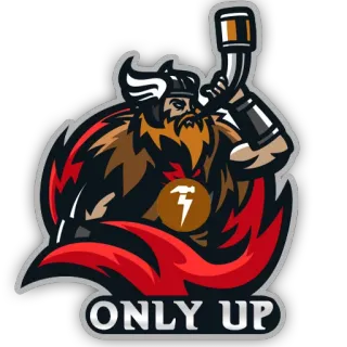 😍 78cbe0e2 ONLY UP Viking, Homem, Barba, Bebida, Chifre, Odin, Medieval telegram sticker