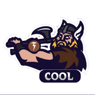 😇 a5ff9234 COOL viking, guerreiro, legal, machado, mascote, força telegram sticker