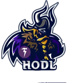 🤗 d6cfc9ac HODL viking, capacete, HODL, criptomoeda, roxo, ouro, mascote, raio telegram sticker