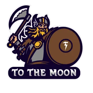 ✊ d87ae216 TO THE MOON Viking, Guerreiro, Machado, Escudo, Capacete, Para a lua, Cripto telegram sticker