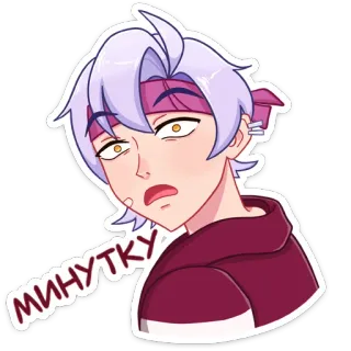🤨 3a401621 минутку Anime, Mệt mỏi, Anime boy, Màu tím, Mồ hôi, Đợi telegram sticker