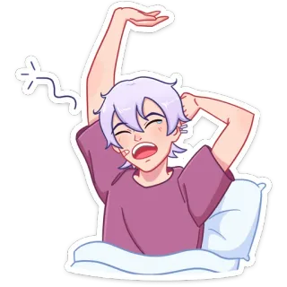 🥱 6e42c6f8 Hoạt hình, Buồn ngủ, Thức dậy, Ngáp, Buổi sáng, Anime, Nhân vật, Giường telegram sticker