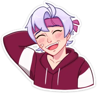 ☺️ d53afce7 Anime, Manga, Con trai, Nụ cười, Tóc tím, Thường ngày, Vui vẻ telegram sticker