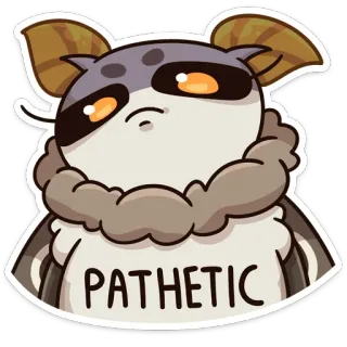 😕 0931c7a6 PATHETIC falena, carino, patetico, divertente, adesivo, cartone animato, animale whatsapp sticker