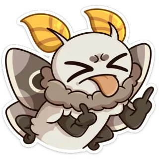 😝 f0f34217 falena, cartone animato, dito medio, offensivo, lingua, ali whatsapp sticker