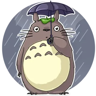 ☔️ bf61d560 Totoro My Neighbor Totoro Anime, Cartoon, Regenschirm, Regen, Süß telegram sticker