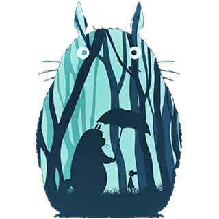 👀 ba22d17e Totoro My Neighbor Totoro Totoro, Anime, Studio Ghibli, Foresta, Ombrello, Cartone animato, Animazione telegram sticker
