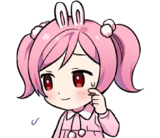 😥 14f89245 动漫, 漫画, Q版, 可爱, 粉色, 兔耳朵 telegram sticker