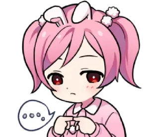 ☹️ 4a58d415 动漫女孩, 兔耳朵, 粉色头发, 卡通, 贴纸, 可爱 telegram sticker