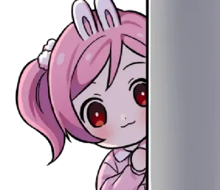 👀 584bb4a9 动漫女孩, 卡通, 可爱, 兔耳朵, 偷看, 粉色 telegram sticker