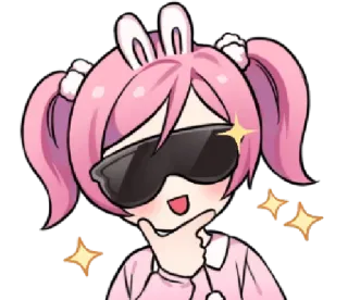 😎 68747d4c 动漫女孩, 兔耳朵, 可爱, 粉色头发, 太阳镜, 闪光 telegram sticker