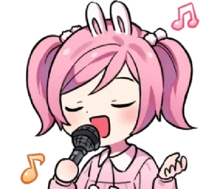🎵 f1b9d18a 动漫, 卡通, 兔子, 唱歌, 麦克风, 音乐 telegram sticker
