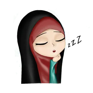 💤 59902f13 ZZZ hijab, muslim girl, sleeping, zzz, cartoon, chibi telegram sticker
