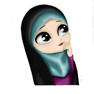 🙃 9f4d6654 muslim girl, hijab, woman, cartoon, islam, character, illustration telegram sticker
