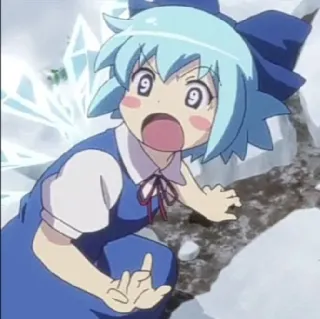 😳 669c53c7 Cirno Touhou Project Anime, Garota, cabelo azul, Personagem, Desenho animado, Touhou Project whatsapp sticker