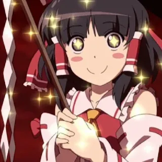 ☺️ aa82ff47 Anime, Garota, Bonito, Brilho, Personagem, Vermelho, Laço whatsapp sticker