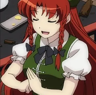 😌 d12746ad Anime, Desenho animado, Mulher, Personagem, Cabelo ruivo, Vestido verde whatsapp sticker