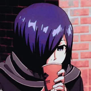 🐰 51f84477 Touka Kirishima Tokyo Ghoul Аниме, Токийский гуль, Тоука Киришима, Кофе telegram sticker