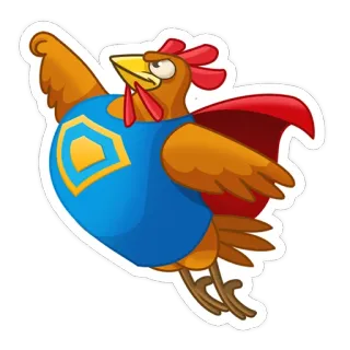 💪 ca53219f gà, siêu anh hùng, phim hoạt hình, động vật, áo choàng, chim, bay whatsapp sticker
