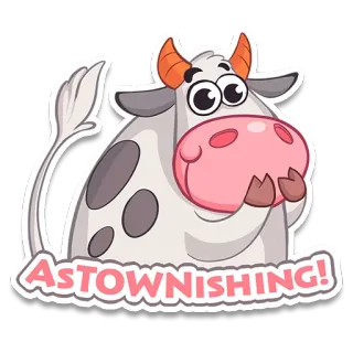 😊 6cacd2db ASTOWNISHING! bò, hoạt hình, động vật, kinh ngạc, nhãn dán telegram sticker