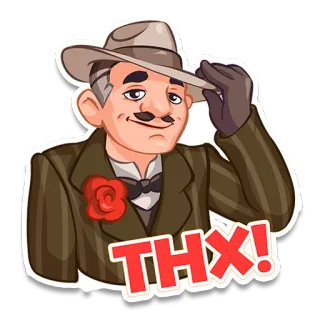 🌹 aec045eb THX! cảm ơn, quý ông, mũ, biết ơn, sự cảm kích telegram sticker
