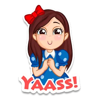 ☺️ e7e32b65 YAASS! gái, dễ thương, hoạt hình, nhãn dán, yeaa, tích cực telegram sticker