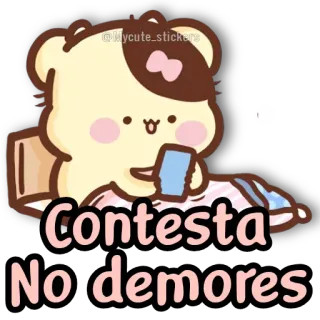 🐻 dff73ce4 Contesta
No demores cute, bear, kawaii, sticker, text, spanish, message telegram sticker