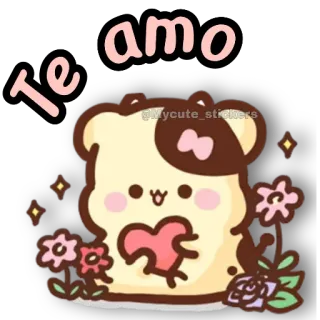 🐻 ec306eea Te amo cute, love, bear, flowers, heart, kawaii telegram sticker