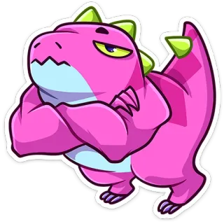😒 9ddce6a4 khủng long, hoạt hình, màu hồng, bò sát, hài hước, dễ thương, nhân vật telegram sticker