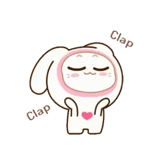 🐰 3910a577 Clap conejo, animal, lindo, kawaii, dibujos animados, aplauso, aplaudiendo telegram sticker