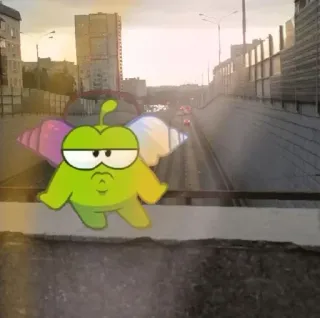 😂 455ed624 Om Nom Cut the Rope Cut the Rope, Om Nom, Hijau, Karakter, Game, Kartun, Sayap telegram sticker