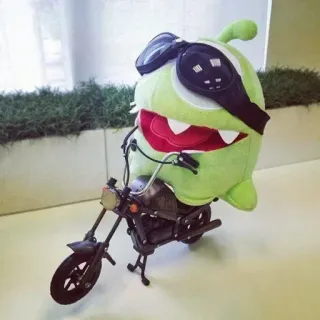😂 570cc19a monster hijau, sepeda motor, boneka, mainan, kendaraan, helm telegram sticker