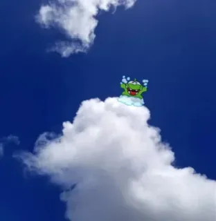 😂 ea93a328 kartun, awan, langit, monster hijau, imut, bahagia telegram sticker