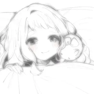 🤍 107e3c6c chica anime, linda, kawaii, cama, peluche telegram sticker