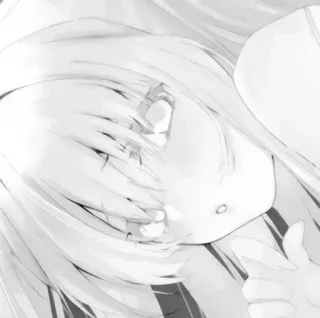 🤍 87cb2a71 Anime, Manga, Chica, Ilustración, Monocromo, Retrato, Mujer, Arte telegram sticker