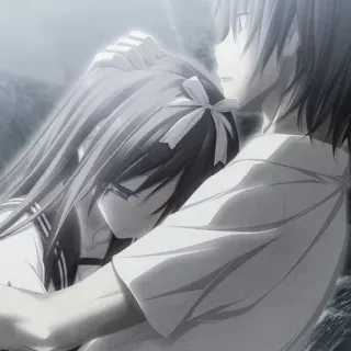 🤍 95c5d38c Anime, Abrazo, Pareja, Triste, Relación telegram sticker