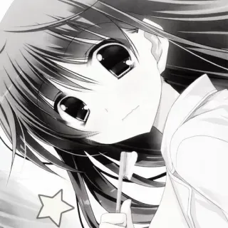 😳 a2595137 Anime, Chica, Cepillo de dientes, Estrella, Blanco y negro, Dibujos animados telegram sticker