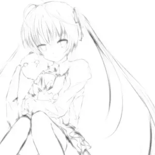 🤍 a50ee880 Anime, Chica, Muñeca, Manga, Boceto, Lindo, Ilustración telegram sticker