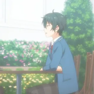 🧤 1e768a51 Anime, Anak laki-laki, Duduk, Pelajar, Kebun telegram sticker