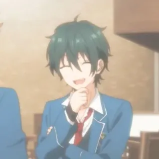 🧤 83ab6db9 Anime, Anak laki-laki, Tersenyum, Seragam sekolah, Senang telegram sticker