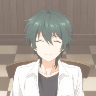 🧤 d9a3cb08 Anime, Anak laki-laki, Senyum, Rambut hijau telegram sticker