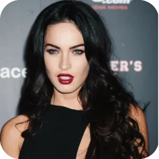 💇 082922ec Megan Fox ผู้หญิง, นักแสดง, คนดัง, ภาพเหมือน, แต่งหน้า, ผมดำ telegram sticker