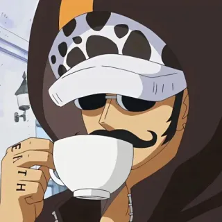 🫀 15c598cb DEATH 动漫, 海贼王, 罗, 特拉法尔加·罗, 咖啡 telegram sticker