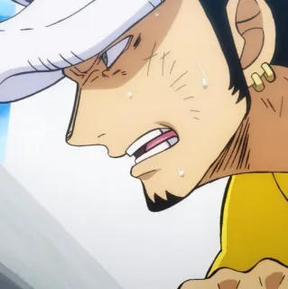 🫀 29ae78be Trafalgar Law One Piece 动漫, 海贼王, 特拉法尔加·罗, 流汗, 疲惫 telegram sticker