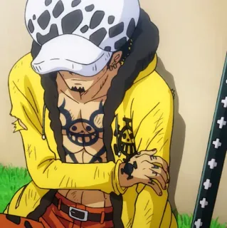 🩺 2fdca81d Trafalgar Law One Piece 动漫, 海贼王, 特拉法尔加·罗, 海盗, 骷髅, 纹身, 帽子 telegram sticker