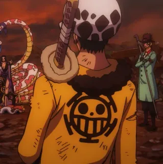 🫀 499eb358 Trafalgar Law One Piece 动漫, 漫画, 海盗, 骷髅, 船长, 超新星 telegram sticker