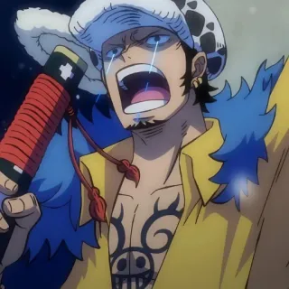 🫀 e0873a26 Trafalgar Law One Piece 动漫, 海贼王, 特拉法尔加·罗, 哭泣, 悲伤, 角色 telegram sticker