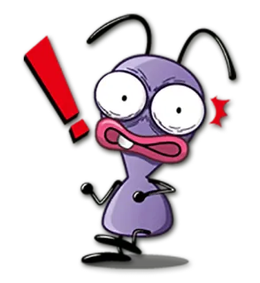 ❗ c07a0a6c Desenho animado, Bravo, Ponto de exclamação, Engraçado, Roxo, Inseto telegram sticker