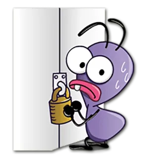 🔒 c298ca54 formiga, desenho animado, animal, cadeado, preocupado, inseto telegram sticker