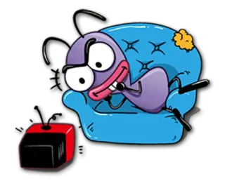 📺 e501a872 desenho animado, formiga, cadeira, tv, relaxando, assistindo, animação telegram sticker